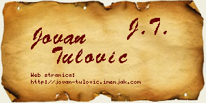 Jovan Tulović vizit kartica